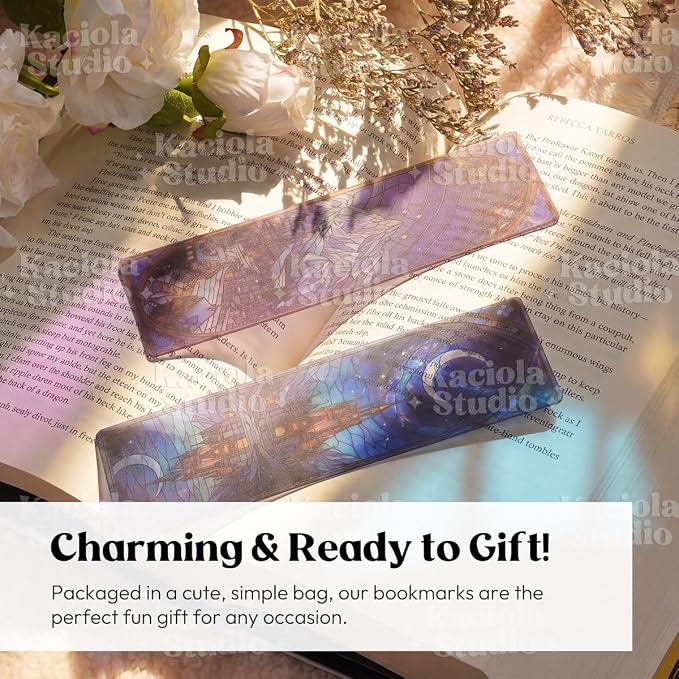 Kaciola 10PCS Stained Glass Bookmarks, Fantasy Transparent Book Marks for Reading, Book Lovers Bookish Items Gift, Cool Bookmarks Accessories for Women Men Book Lovers Booktok (Fantasy)
