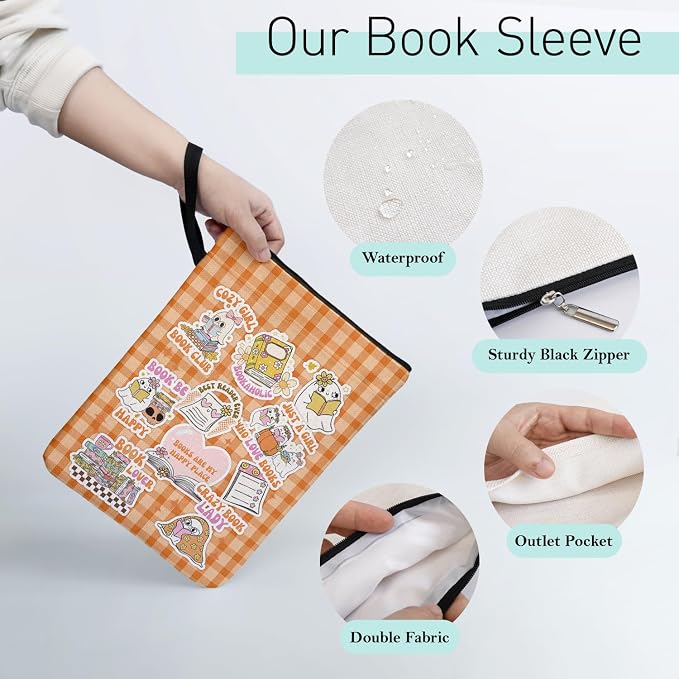 Just A Girl Who Love Books Ghost Y2K Book Sleeve Pouch for Women Book Lovers, Paperback Book Pouch Gifts for Librarian Lovers Bookish Group Club, Book Cover with Zipper and Handle 9 x 12 Inch