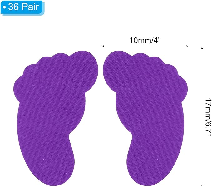 PATIKIL Foot Shaped Carpet Markers, 72pcs (36pairs) Nylon Floor Spots Markers Colorful Hook and Loop Marker Dots for Classroom Teacher Supplies, Dark Purple