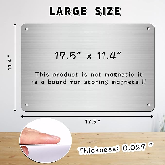 2Pack Magnetic Board 17.5" x 11.4" Magnet Bulletin Board is Suitable for displaying Notes, Photos, Magnetic Letters,Suitable for Walls, refrigerators, cabinets, etc (Silver)