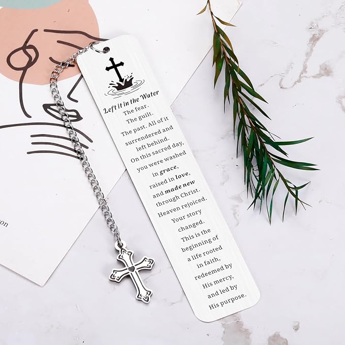 Adult Baptism Gifts for Women Men, Bulk Christian Baptism Gifts for Girls Boys, Left It in the Water Baptism Bookmark, College Dorm Room Essentials, Confirmation Gift First Communion Faith Bookmark