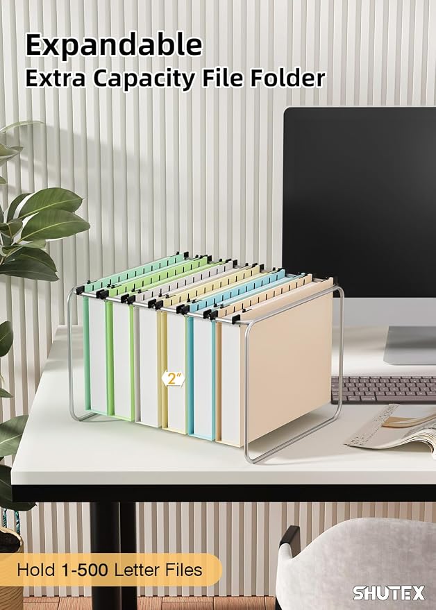 Extra Capacity Plastic Hanging File Folder,12 Pack Reinforced Hang Folders Letter Size,Heavy Duty 2 Inch Expansion,Filing Cabinet Folders,for Bulk Files, Medical Charts, Pastel Colors