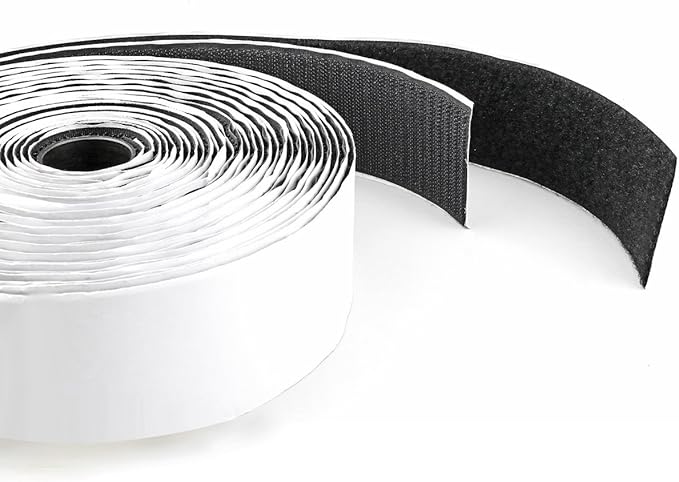 Hook & Loop Self Adhesive Strong Gripping Fastener Tape 1" x 16' Industrial Strength - Black