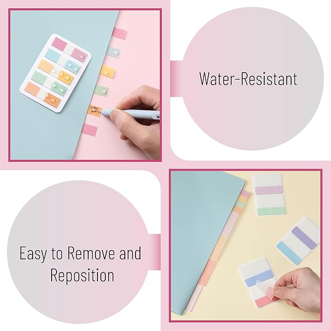Mr. Pen- Sticky Index Tabs, 500 Pcs, 21 Sets, Pastel, Writable Colored Pages Markers Labels for Reading Notes, Books, Binders, Notebook, Folders and Classify Files, Water-Resistant