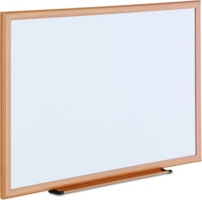 Universal 43619 Dry Erase Board, Melamine, 36 x 24, Oak Frame