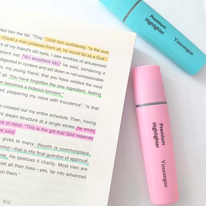 Highlighters Assorted Colors, 12 Colors with Base, Bible Highlighter, Aesthetic Highlighters, Chisel Tip Marker Pen, for Office School Supplies