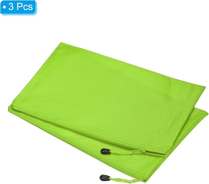 PATIKIL Waterproof Zipper File Bags, 3 Pack A4 Document Holders Pencil Pouch for Office, Green