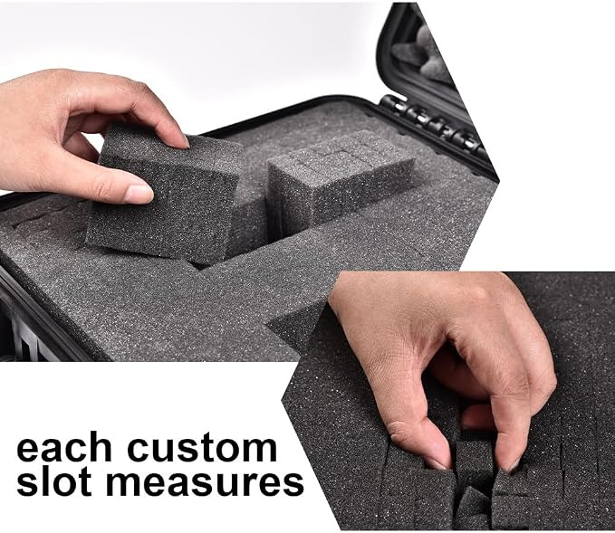 Storage Box for Collectible Cards, Tools, Screws, Craft Supplies DIY Adjustable Organizer Box with Removable Dividers & Protective Foam, Lightweight Stackable Storage Container Black Buckle