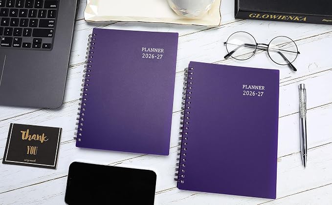 Planner 2026-2027 - Weekly & Monthly Planner, Jul 2026-Jun 2027, Academic Planner 26-27, 6.4"×8.5", Tabs, Thick Paper, Twin-Wire Binding, Back Pocket, Inspirational Quotes for Office Home School