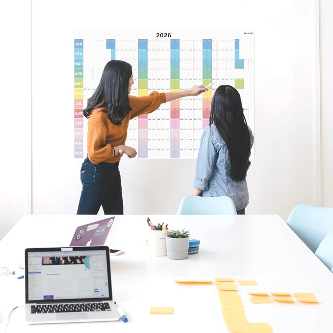 PACKLIST® 2026 Yearly Wall Calendar Large Planner - 33 x 24 Inches Full Year Poster with Vertical Weekly Columns | Giant Academic, Home & Office Wall Organizer