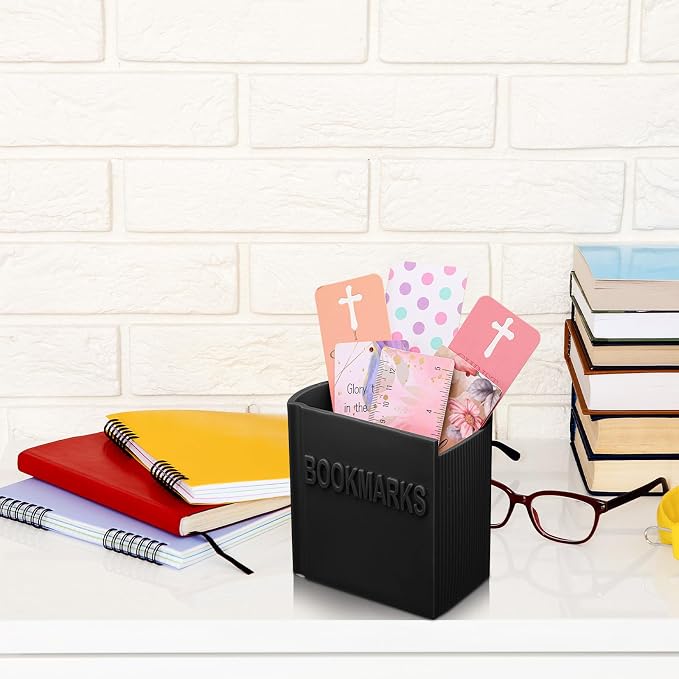 Honeydak 3D Printed Book Shaped Bookmark Holder Book Lover Gift Bookish Accessory Office Desk Supplies Funny Bookmark Accessories End of Year Gift for Teacher(Black)