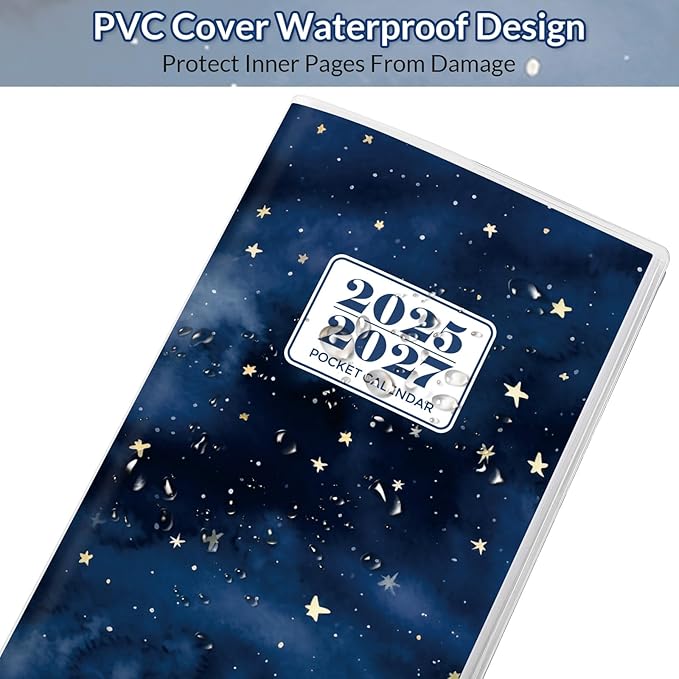 KONVINIT Pocket Calendar 2025-2027, 2025-2027 Monthly Planner - 3.7" x 6.7" - Runs from July 2025 Until December 2027, 2026 Pocket Calendar with PVC Cover for Organizing & Planning