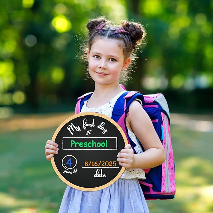 FaCraft First Day of School Sign Board - Doubles Sided Back to School Chalkboard for Kids Son Daughter Erasable 1st Day of Preschool/Pre-K/Kindergarten Supplies Reusable Photo Prop Gifts Sign