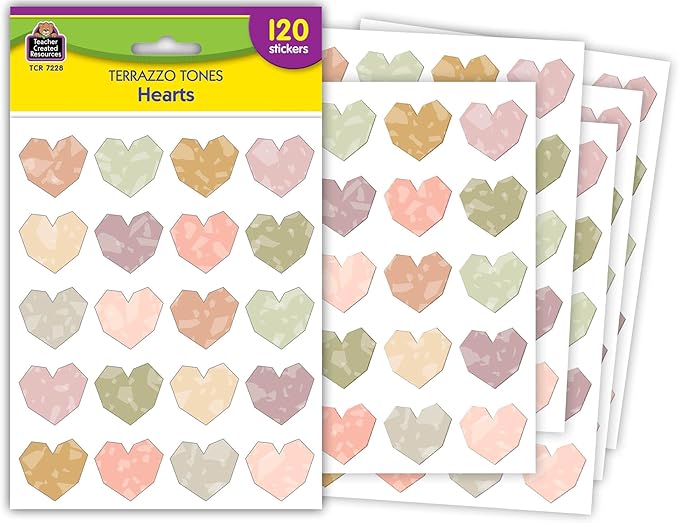 Teacher Created Resources Terrazzo Tones Hearts Stickers (TCR7228)