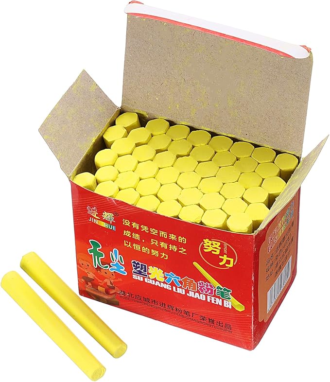 PATIKIL 48 PCS Chalkboard Chalk, Dustless Chalk Small Bulk Colored Thin for Chalkboard Blackboard Teacher Classroom Adults Indoor Home Office Supplies, Yellow