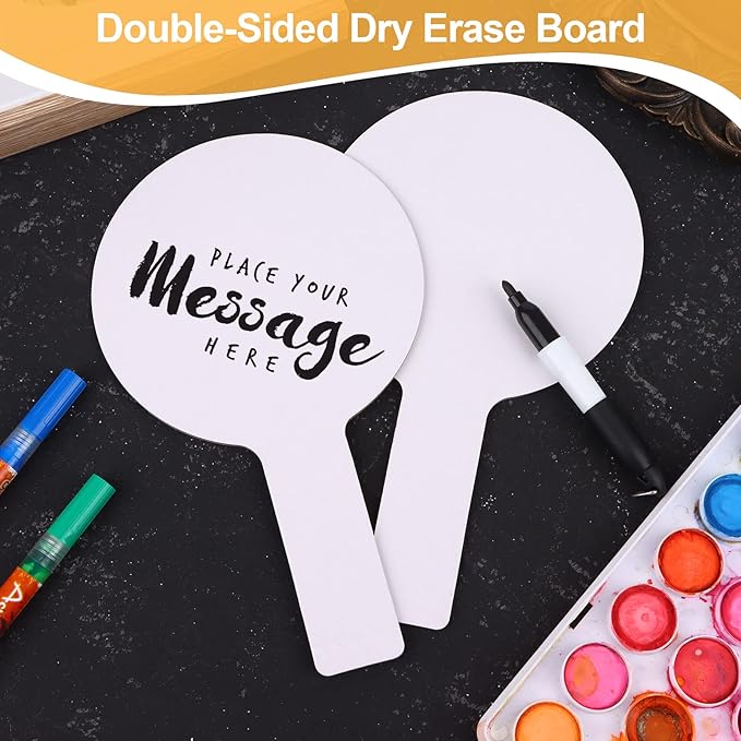 100 Pieces Dry Erase Answer Paddles Handheld Double Sided Paddles Mini White Boards Small White Board Dry Erase Signs Auction WhiteBoard for Students Classroom Voting Games