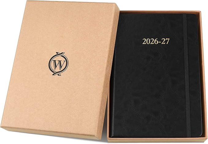 Wykeham's Executive 2026-27 Daily Journal Planner – Customization Available – Mid-Year Academic Diary (Black, 8.5"×5.5")