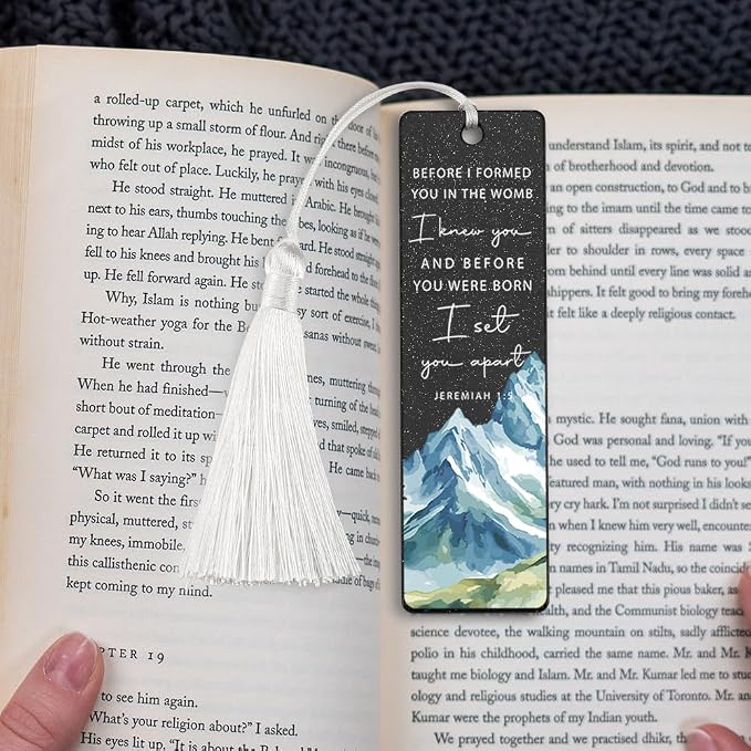 Christian Affirmation Bookmark, Inspirational Gift for Believers, Uplifting Present for Spiritual Readers, Faith - Based Reading Gift, Unique Mountain & Scripture Design Bookmark, WCB49