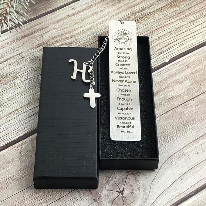 Bible Bookmark for Women Book Lovers Sister Christian Book Marker Gifts for Reader Teens Girls Baptism Birthday Christmas Gift for Coworker Students Bookish Easter Gifts (Silver-H)
