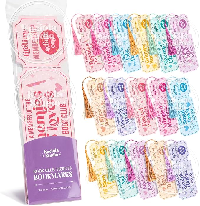 Kaciola Studio 16PCS Book Club Gifts Glitter Bookmarks, Funny Bookmarks for Women, Double Sided Bookmark Bulk Booklover Gifts, Book Accessories for Reading Bookclub Party Favors