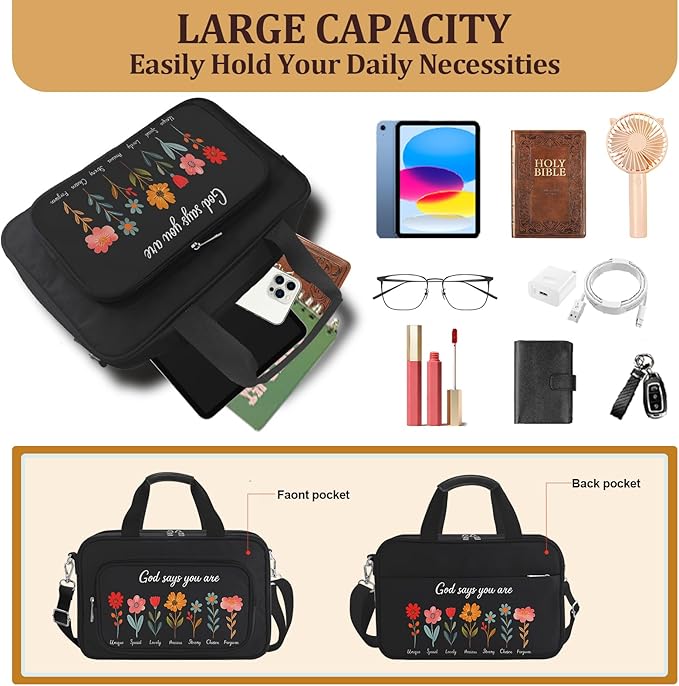 Large Bible Bags for Women Organizer with Bible Cover Case, Bible Cover Study Supplies Bible Journaling Kit Book Carrying Case with Bible Highlighters Tabs, Christian Gift for Women Mom