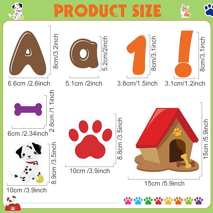 Kosiz Pet Dog Bulletin Board Decoration Set 118 ft Scalloped Bulletin Board Borders Classroom Poster Border Trim with 257 Pcs Letter Number Symbol Cutout for School Decor