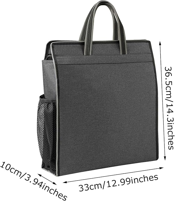 Oxford Zippered Document Bag with Handle File Tote Bag Pouch for Carrying Paper Files Books Filing Folder 1 Pack (Black)