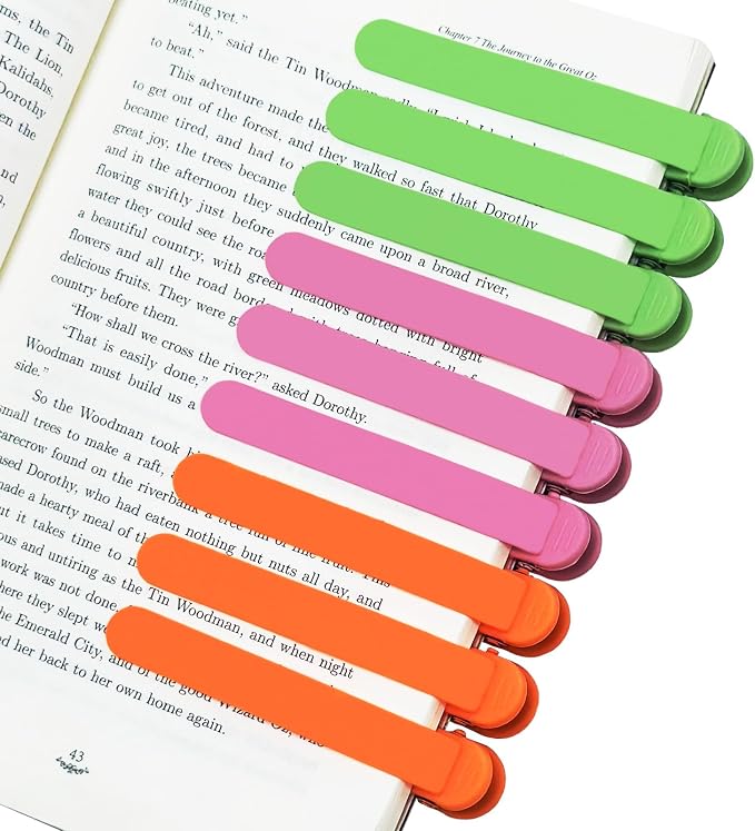 9Pcs Automatic Bookmark - Smart Book Marks for Reading, Silicone Bookmarks for Women and Kids, Unique Book Markers - Page Holder Accessories