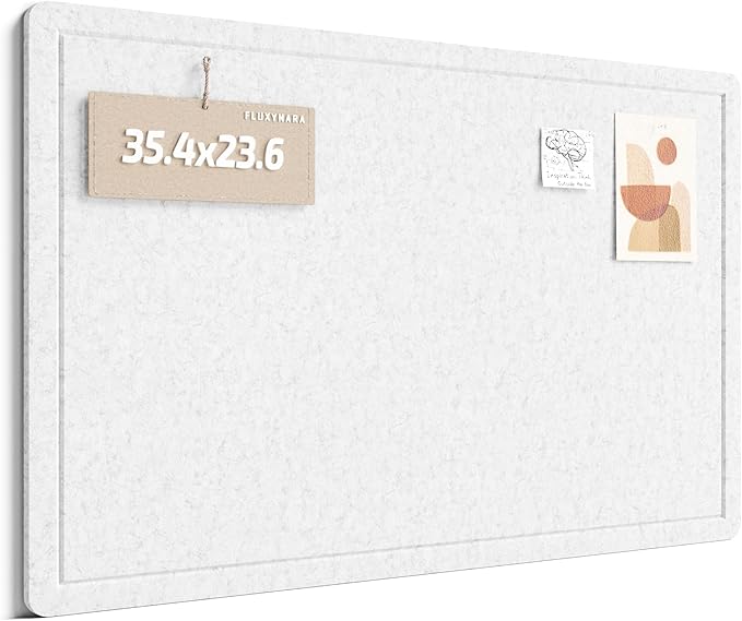 Fluxynara Bulletin Board,35.4" x 23.6" Cork Board Alternative with 12 Safe Removable Adhesive Tabs, Foldable Felt Pin Board for Home Office, Classroom, Bedroom,Entryway for Walls—Light Gray