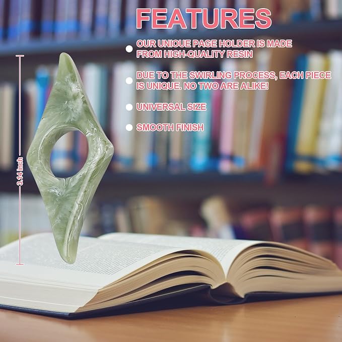 Kartterfly Thumb Page Holder for Reading 2Pack, Energy Pattern Thumb Bookmark, Book Opener Holder, Book Finger Page Holder, Book Accessories for Reading Lovers(Blue and Green）