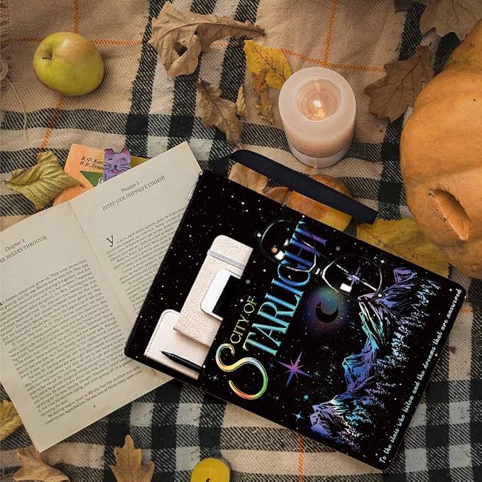 1pc Polyester Book Sleeve 34cm(13.4inch) x24cm(9.45inch) Star Light Book Covers with Zipper and Front Pocket Birthday Gift for Students Teachers