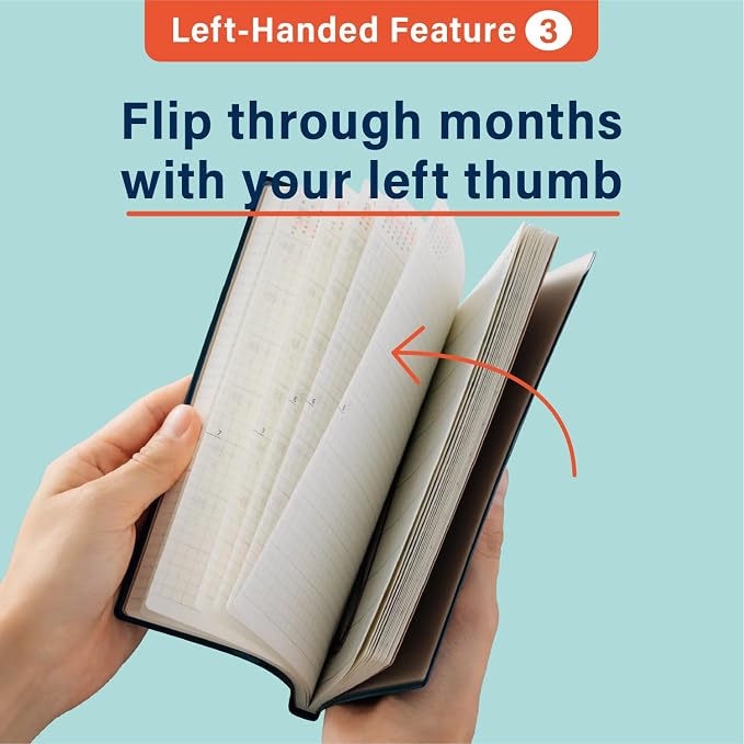 HIDARI Left-handed planner 2026 Japan edition, monthly and weekly, Jan 2026-March 2027, 5×7" (Ivory)