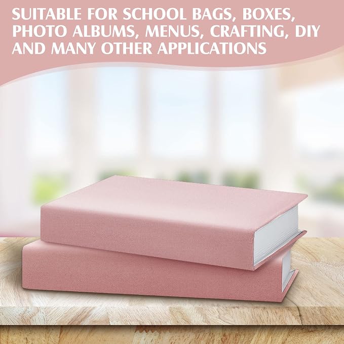 PerKoop Book Cloth for Book Binding 40 x 16 Inch Fabric Surface Paper Backed Bookcover Archival European Durable Strong Bookbinding Supplies Cover Books Album Scrapbooking (Pink)