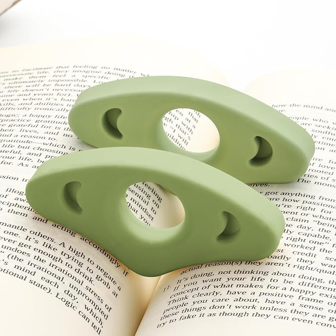 Book Page Holder, Silicone Book Thumb Page Holders for Reading Hands Free, Book Lovers Gifts & Book Accessories, 2 Pack (Small Size, Green)