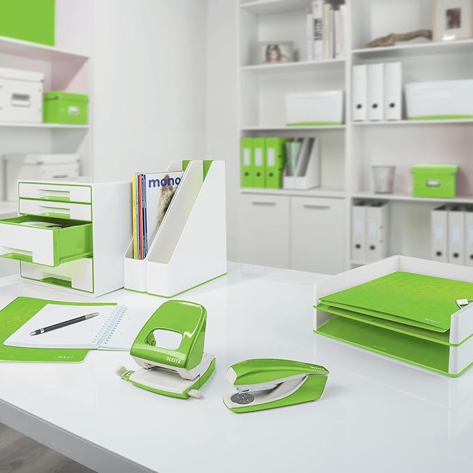Leitz 30010054 3-Flap Folder, Holds Up to 150 A4 Sheets, Elastic Closure, Cardboard, Wow Range, Green