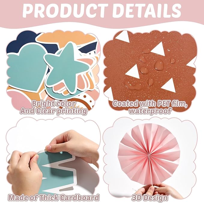 Boho Welcome Bulletin Board Sets 3D Rainbow Welcome Back Classroom Craft Decorations Boho Paper Fans Cutouts Board for Kindergarten Elementary Middle School Back to School Chalkboard Wall Decor