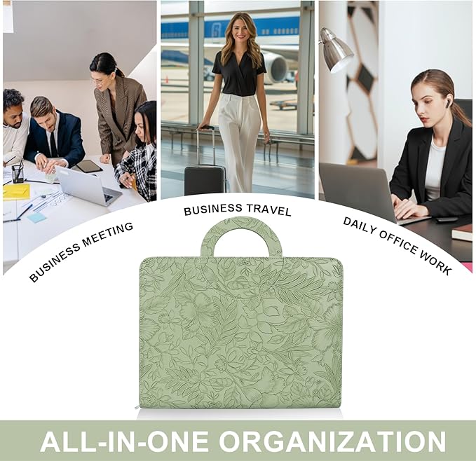 Leathario Portfolio Binder, Includes 5 Folder Index Dividers, 13 Inch Tablets Organizer with Handle, Vegan Leather A4 Padfolio, Multi-Pocket Notepad Business Planner Professional Document