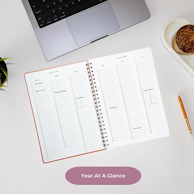 | Undated Yearly, Daily, Weekly, Monthly Planner | 8.25" x 11.75" | To Do List Notebook for Work | Simple Design | Multiple Layouts | Academic Planner and Organizer Notebook (Black, Yearly Planner - Portrait)