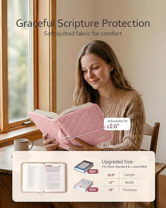 BellaHold Large Bible Bag with Bible Cover Case for Women, Church Bag with Bible Study Supplies & Shoulder Strap, Quilted Bible Tote Bag, Christian Gift for Women, Green