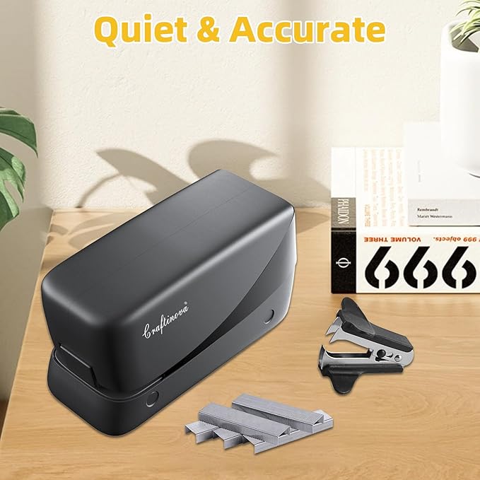 Electric Stapler, 25 Sheet Automatic Stapler, Include 2000 Staples and 1 Staple Remover, Jam Free, Professional and Home Office，Battery not Included，AC or Battery Powered