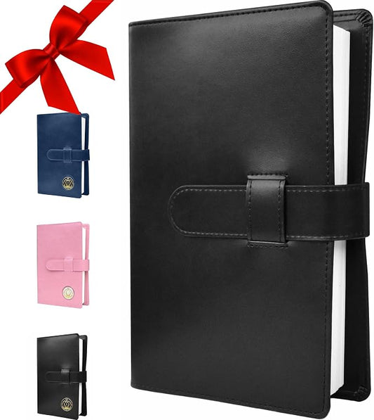 GALILEO® Single AA Big Book Cover | PU Leather AA Book Covers for Hardcover | Medallion Holder | AA Gift | Alcoholics Anonymous | Premium Design (Plain/Black)