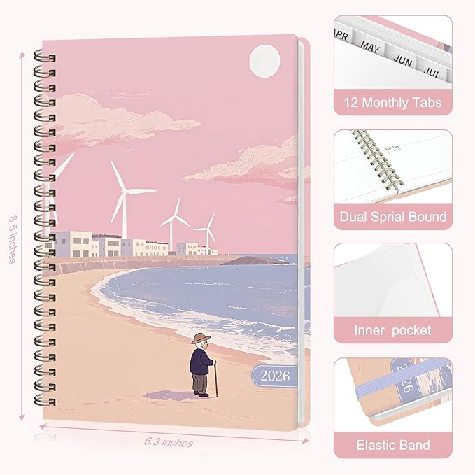 2026 Planner, Weekly and Monthly Calendar Planner Book, Jan 2026 - Dec 2026, Planning Agenda for Desk Accessories and School Supplies - A5 (6.3'' x 8.5'')