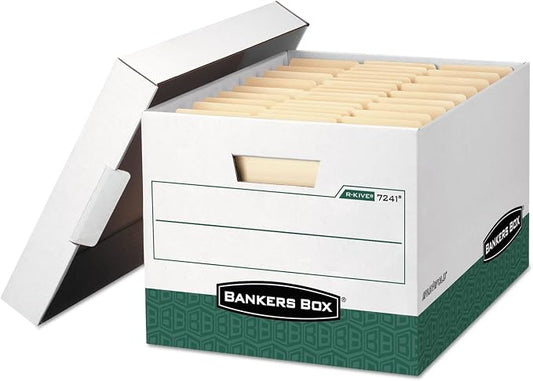 Bankers Box 07241 Storage File, Letter/Legal,12-Inch x15-Inch x10-Inch, 12/CT, White/Green