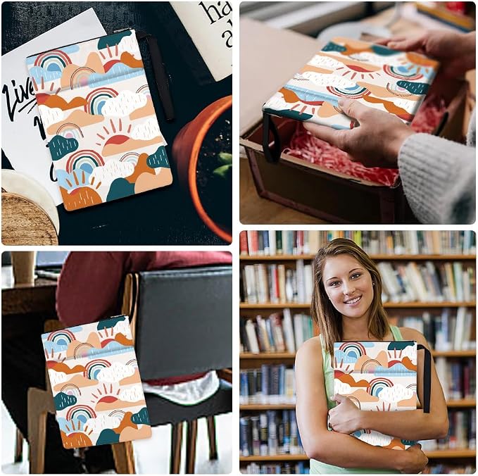 2pcs Polyester Books Sleeve 34cm(13.4inch) x24cm(9.45inch) Clouds Book Protectors with Zipper and Front Pocket Birthday Gift for Students Teachers and Reading Lovers