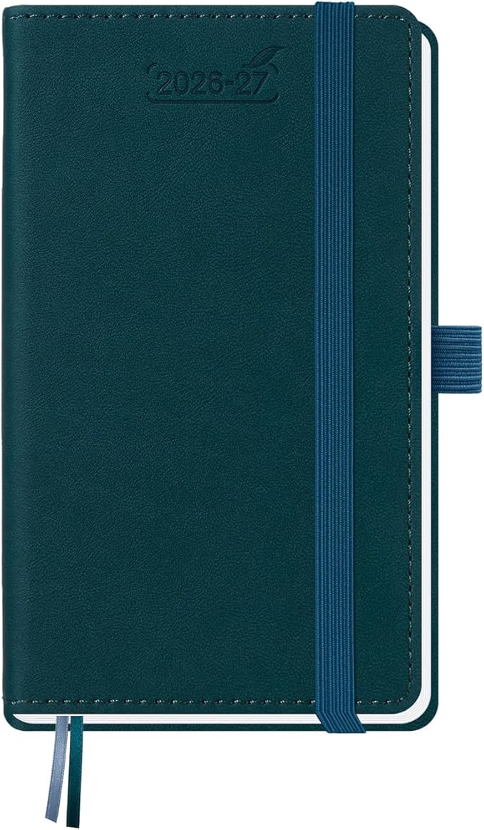 BEZEND Pocket Planner 2026-2027 Weekly and Monthly (3.5" x 6") 18 Months Small Academic Calendar (Jul 26-Dec 27) Ideal for Students, Work & Home, Storage Pocket, PU Leather Hardcover -Dark Green