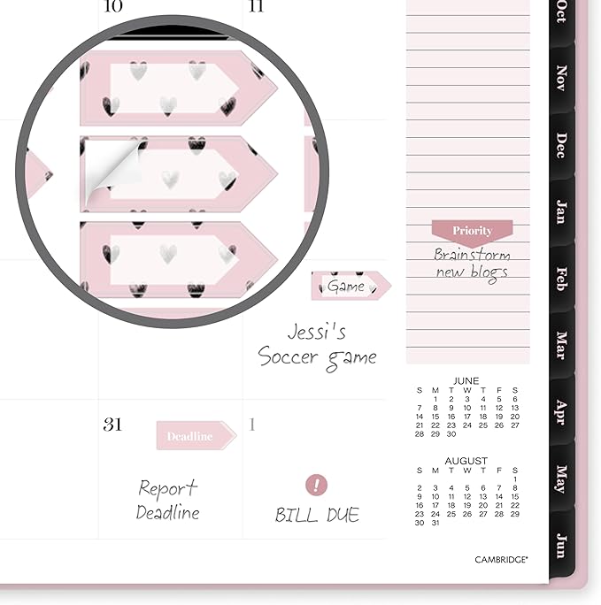 Cambridge Planner 2026-2027 Weekly & Monthly Academic 12-Month July-June, 8-1/2" x 11", Cherish (1800-905A)
