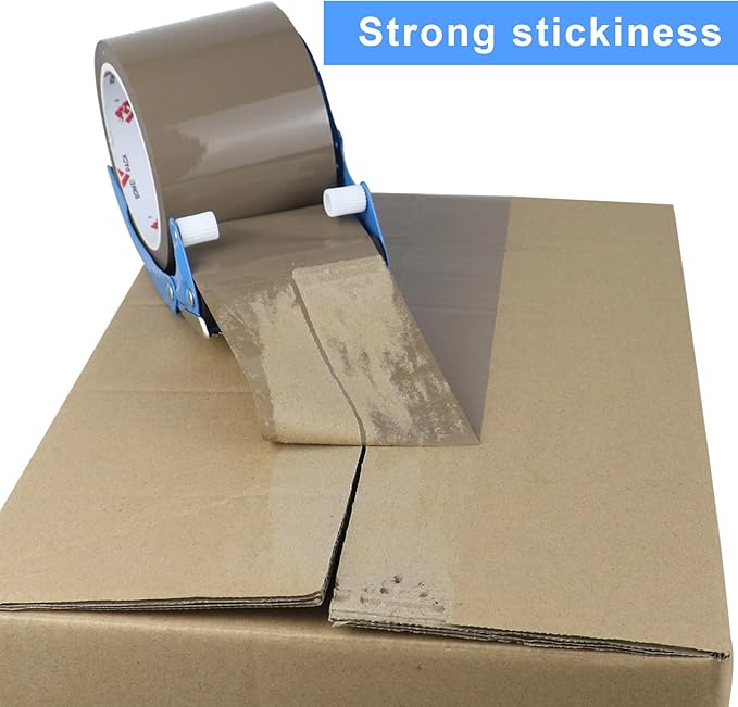 3 Inch Wide Packing Tape with Dispenser,2.4 Mil x 55 Yards Heavy Duty Packaging Tape Refill for Shipping,Industrial Grade,Urtal Strong Boxing Tape for Moving,Mailing and Storages (Brown)
