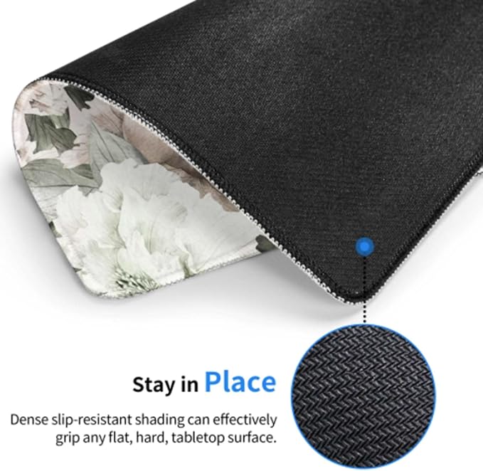 Voltique Mouse Pad Small Desk Mat, Floral Computer Mousepad with Stitched Edges Non-Slip, Keyboard Mouse Pad for Desktop Office Desk Accessories