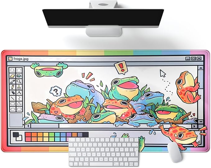 Frogs Mouse Pad Large Gaming Mousepad XXL Cool Frogs Desk Mat Cute Extended Desk Pad Computer Laptop Keyboard Pad Long Big Mouse Mat Desk Decor Accessories 31.5x15.7 in