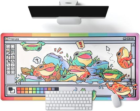 Frogs Mouse Pad Large Gaming Mousepad XXL Cool Frogs Desk Mat Cute Extended Desk Pad Computer Laptop Keyboard Pad Long Big Mouse Mat Desk Decor Accessories 31.5x15.7 in